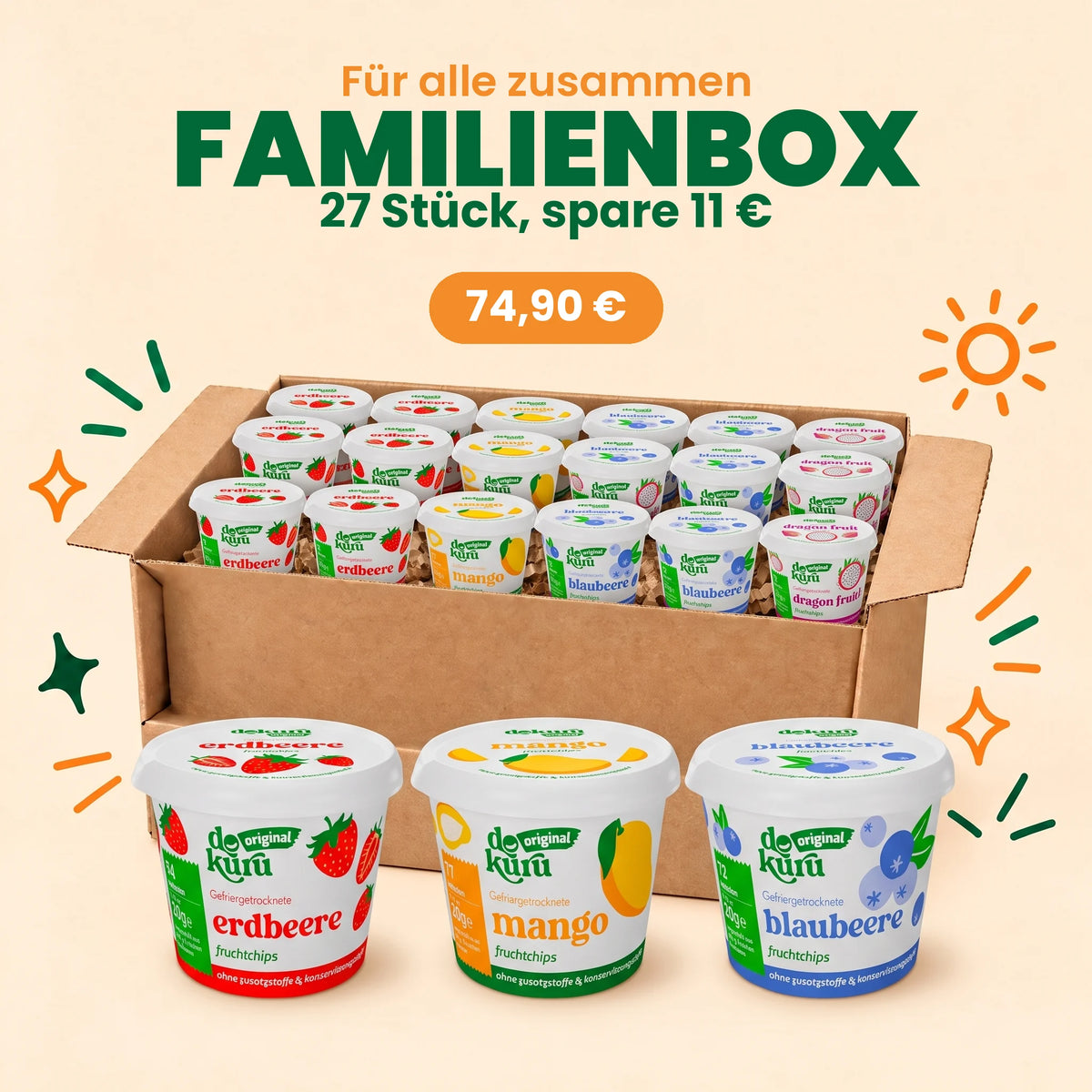 Familienbox mit 27 Stück, spare 11 Euro